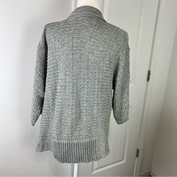 Eileen Fisher open front cardigan women M grey knit lightweight summer sweater - Picture 7 of 9